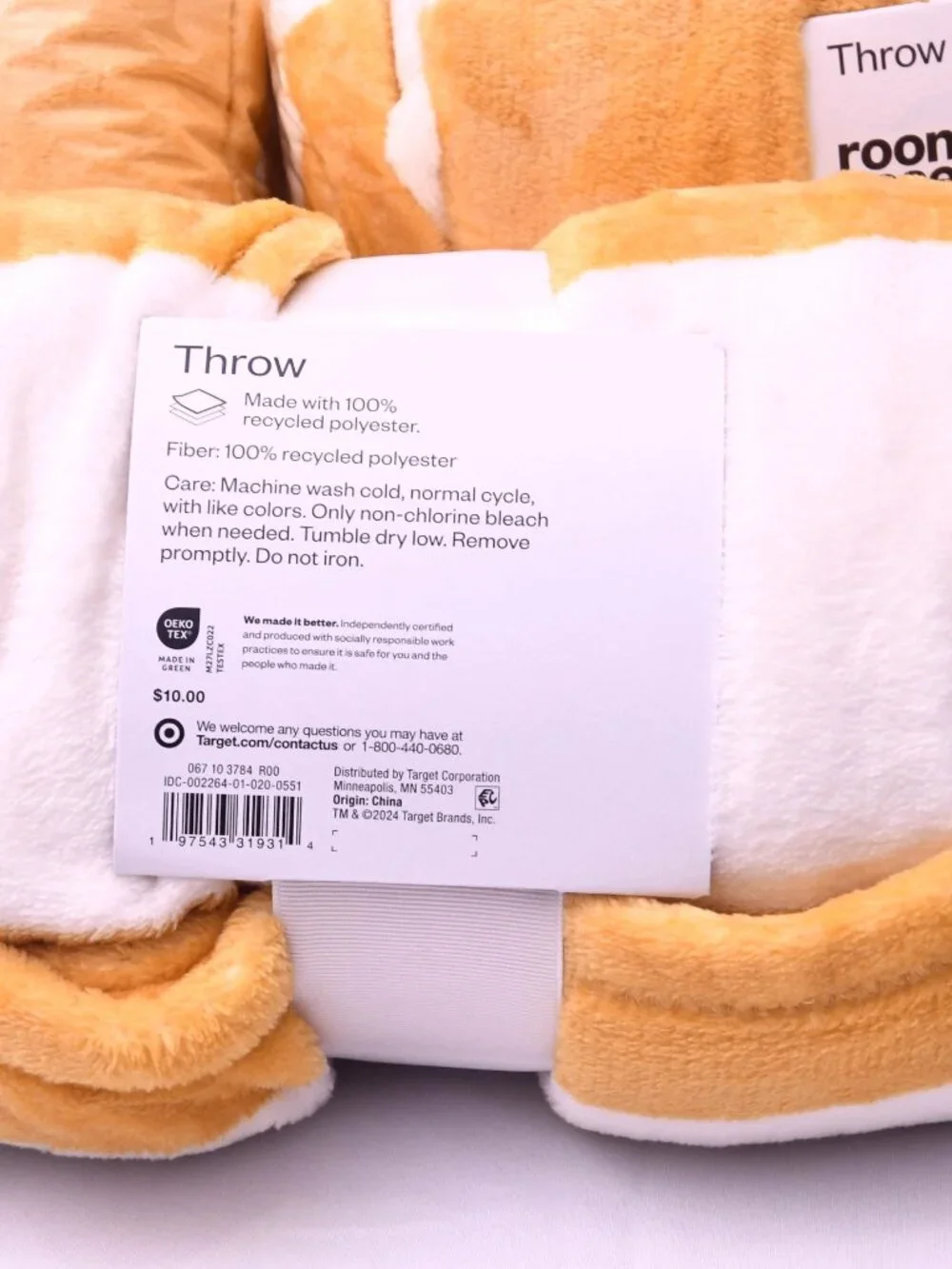 Room Essentials Throw Blanket Yellow White Stripe 50x60 Plush Soft